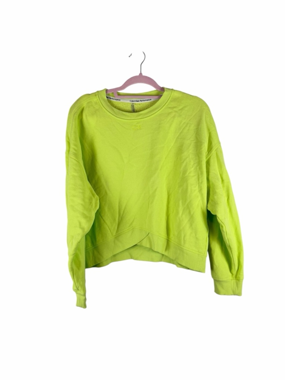 Calvin Klein Performance Lime Green Cropped Crewneck Sweatshirt Size L